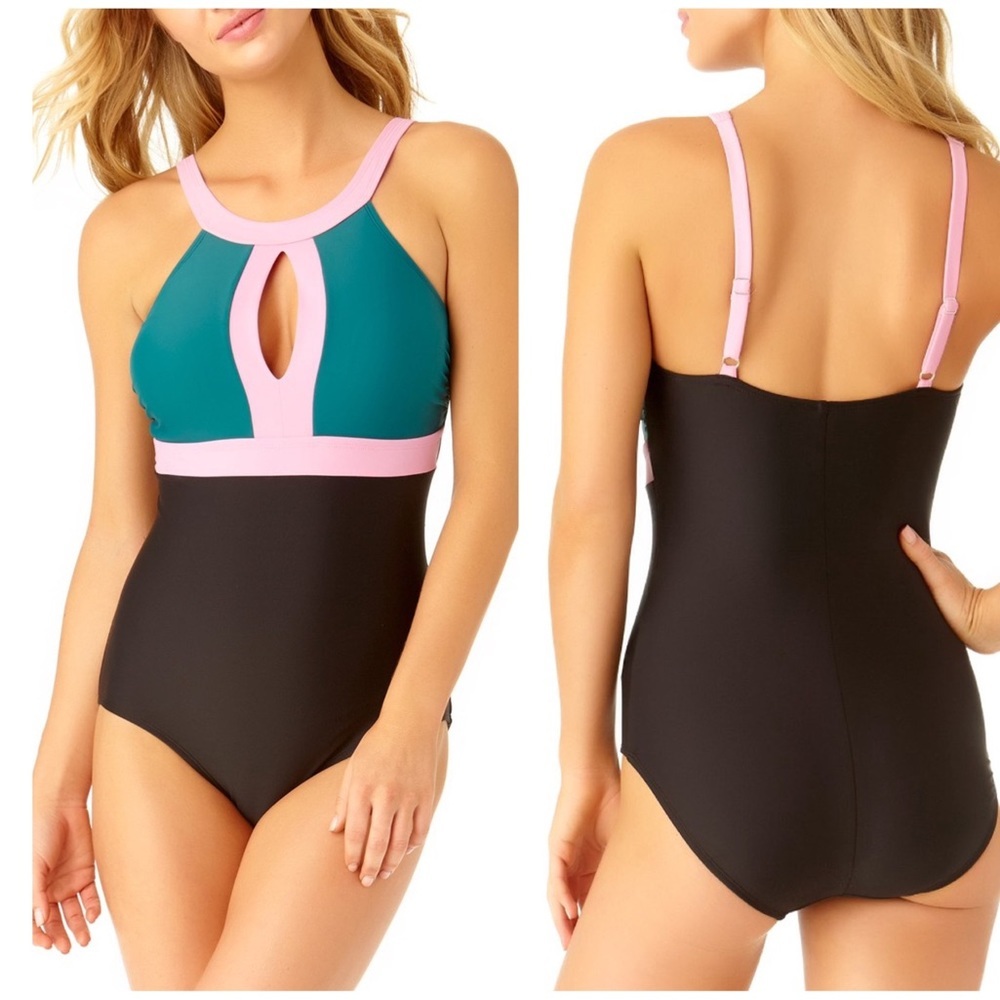 NWT Catalina Color Block High Neck Swimsuit M